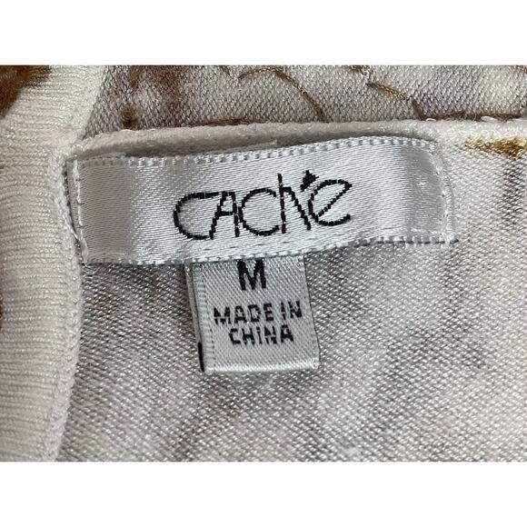 Cache Womens Sleeveless Snakeskin Print Beaded Scoop Neckline Stretchy Blouse M - Picture 5 of 10